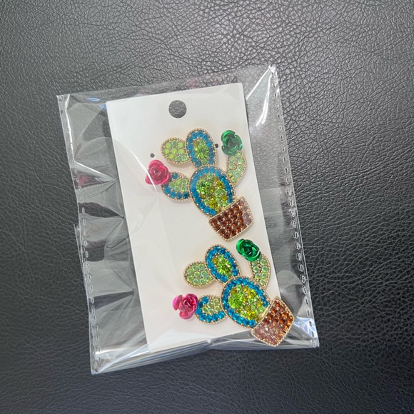 Cactus Rhinestone Post Earring - Picture 6 of 6